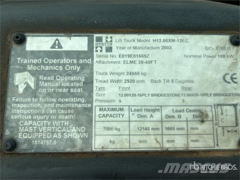 H12.00XM12EC Hyster Forklift شاحنات ذات رافعات شوكية - أخرى