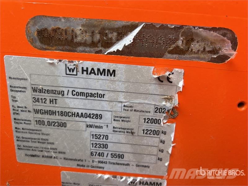 Hamm 3412 HT Smooth Drum Compactor Walzenzüge