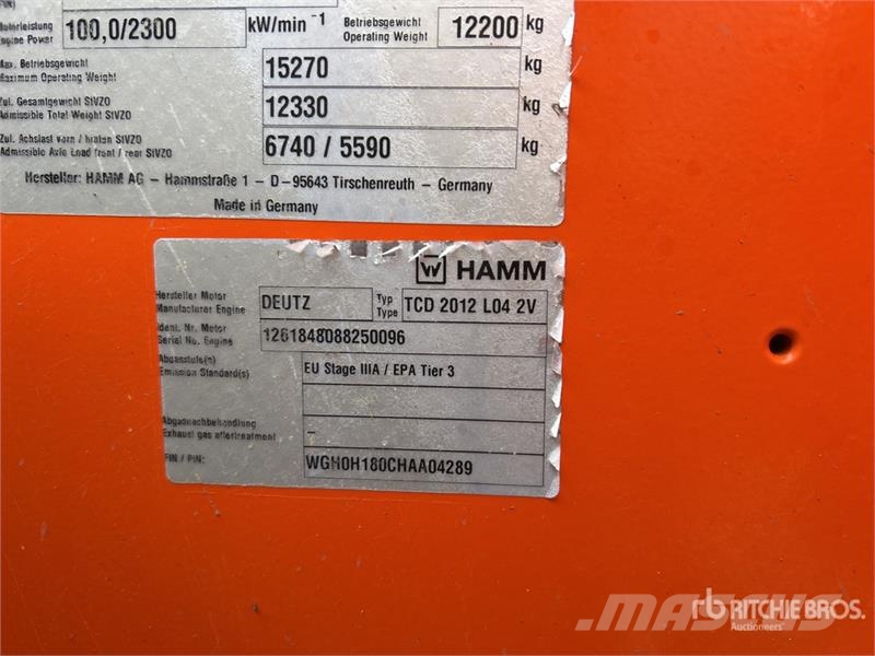 Hamm 3412 HT Smooth Drum Compactor Walzenzüge