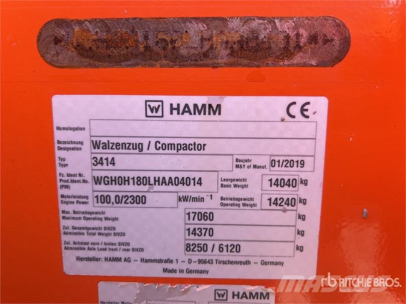 Hamm 3414 Smooth Drum Compactor 單輪滾壓機