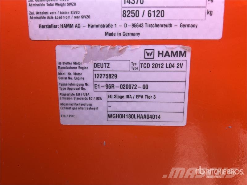 Hamm 3414 Smooth Drum Compactor 單輪滾壓機