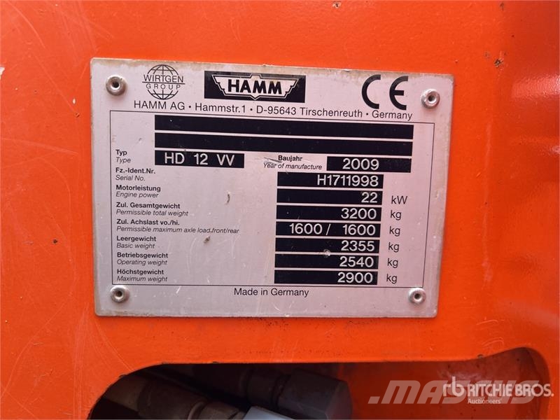 Hamm HD12VV Double Drum Roller Rodillos de doble tambor