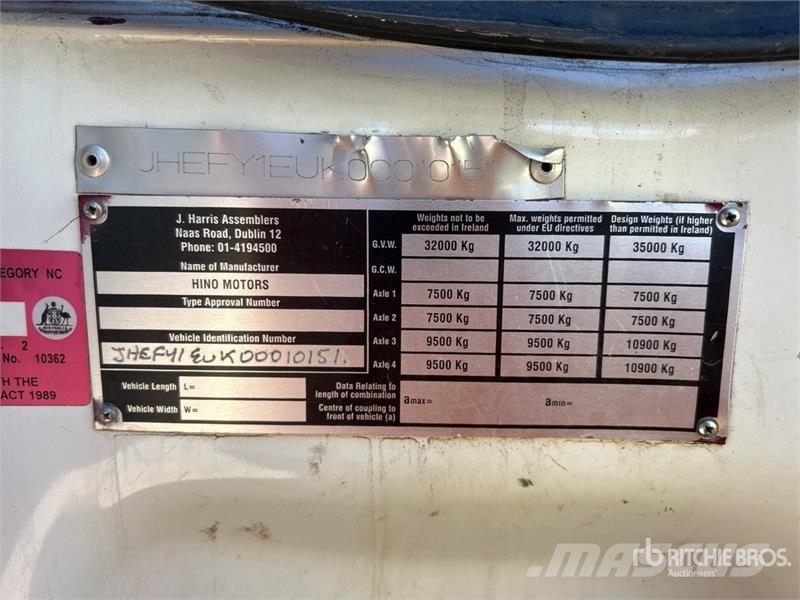 Hino FY 700 Series 8x4 Twin-Steer w/ 2013 Palfinger PK1 Vlakke laadvloer met kraan