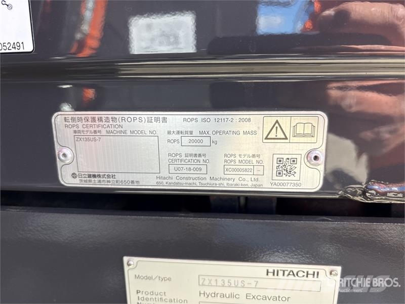 Hitachi ZX135US-7 Tracked Excavator Εκσκαφείς με ερπύστριες