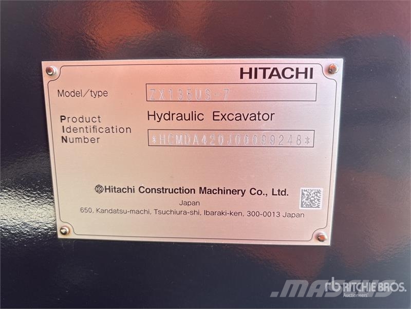 Hitachi ZX135US-7 Tracked Excavator Εκσκαφείς με ερπύστριες