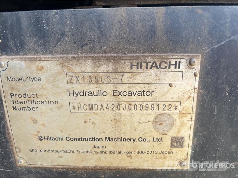 Hitachi ZX135US-7 Tracked Excavator Bagri goseničarji