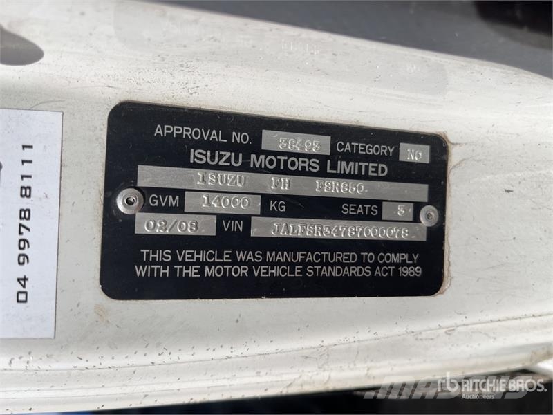 Isuzu FSR850 4x2 Curtain Side Truck Pritsche & Plane