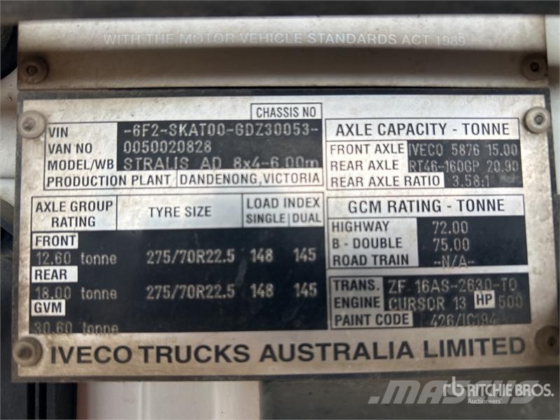 Iveco Stralis 500 8x4 Twin-Steer Flatbed Truck 平板式/側卸式卡車
