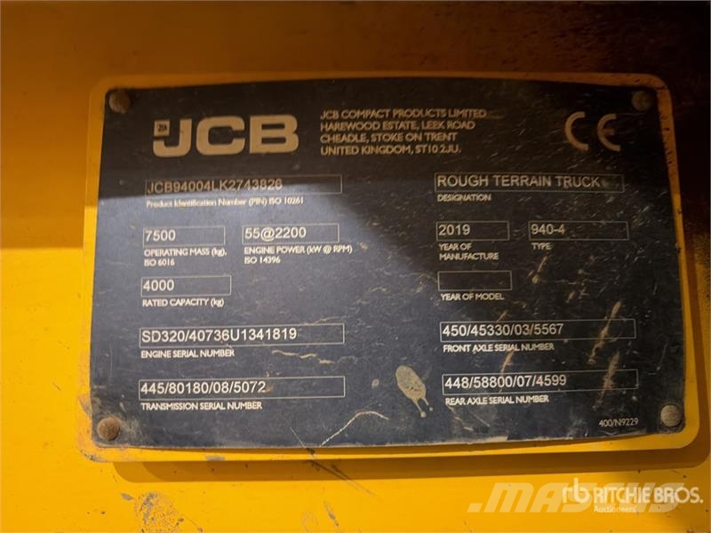 JCB 9404 4x4 Rough Terrain Forklift شاحنات الطرق الوعرة