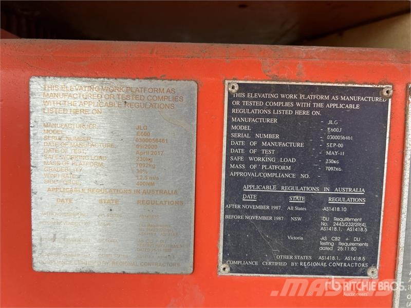 JLG E600J 2WD Electric Telescopic Boom Lift (Inoperabl Teleskoop poomtõstukid