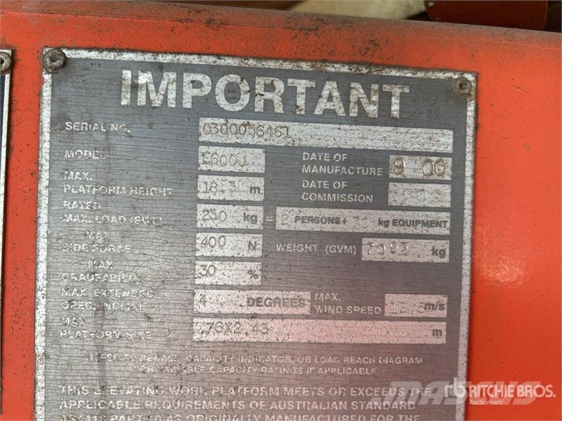JLG E600J Telescopic Boom Lift (Inoperable) Teleszkópos emelők