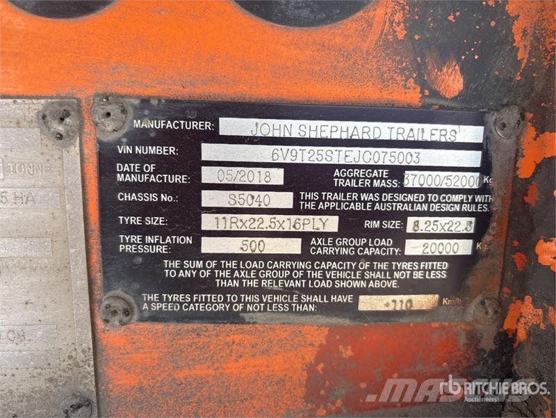  John Shephard 9.5 m Tri/A Side Dump Trailer مقطورات قلابة