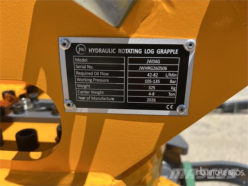  JW 04G Q/C Rotating Excavator Grapple - Fits 4 - 8 خطاطيف