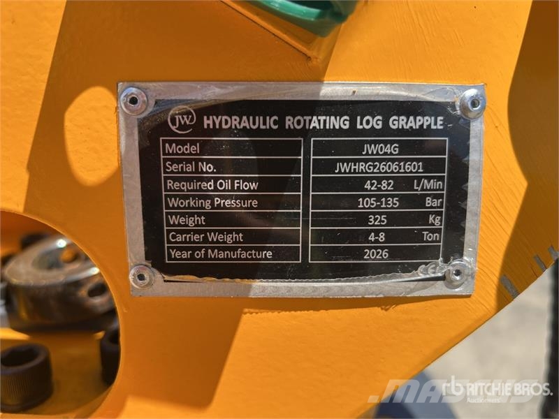 JW 04G Q/C Rotating Excavator Grapple - Fits 4 - 8 抓斗