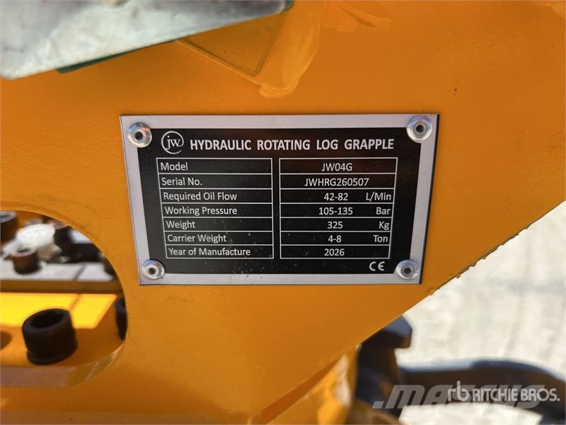 JW 04G Q/C Rotating Excavator Grapple - Fits 4 - 8 Grappin