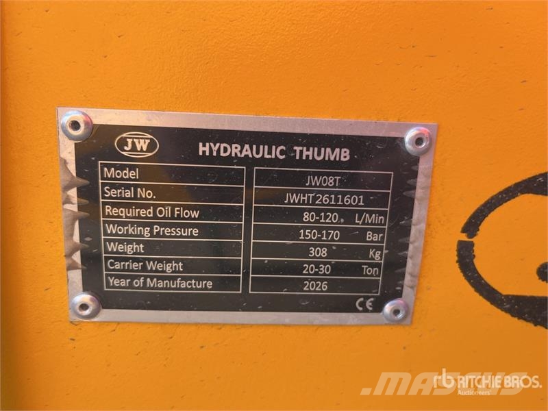  JW 08T 810 mm Hydraulic Excavator Thumb - Fits 20- Buckets