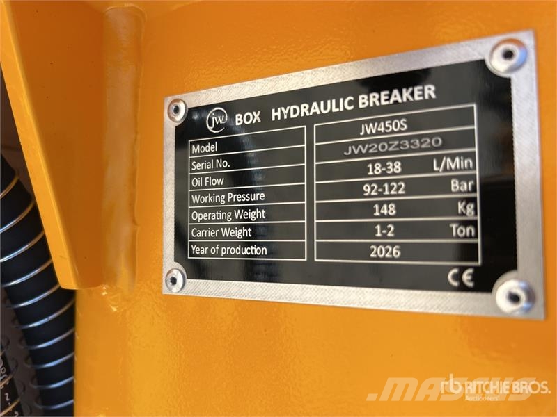 JW 450s Q/C Hydraulic Breaker - Fits 1 - 2 Ton (Un Marteau hydraulique