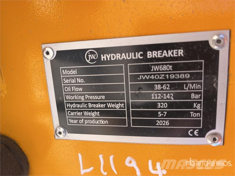 JW 680 Hydraulic Breaker - Fits 5 - 7 ton (Unused) Hammers / Breakers