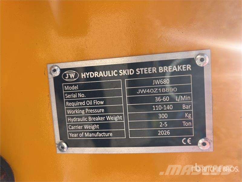 JW 680 Skid Steer Breaker - Fits 2-5t (Unused) Hammers / Breakers