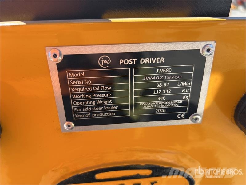 JW 680 Skid Steer Post Driver (Unused) Fencing equipment