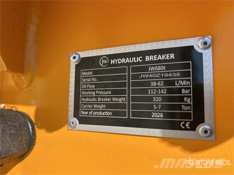 JW 680t Q/C Hydraulic Breaker - Fits 5 - 7 Ton (Un Hammers / Breakers
