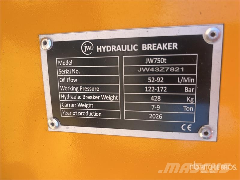  JW 750 Hydraulic Breaker - Fits 7 - 9 ton (Unused) Hammers / Breakers