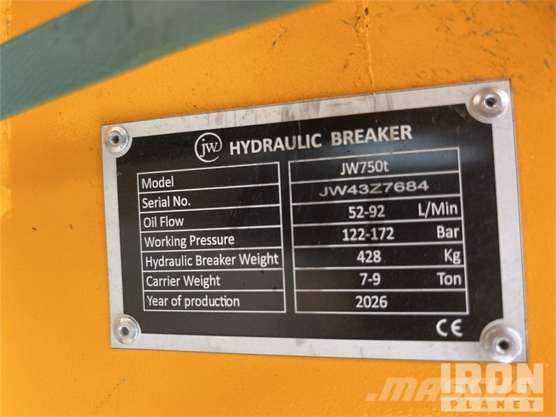 JW 750 Q/C Hydraulic Breaker - Fits 7 - 9 Ton (Unu Hammers / Breakers