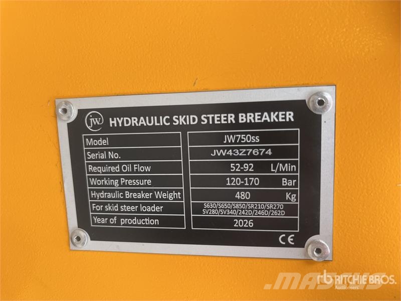  JW 750SS 1150 mm Skid Steer Breaker (Unused) Hammers / Breakers