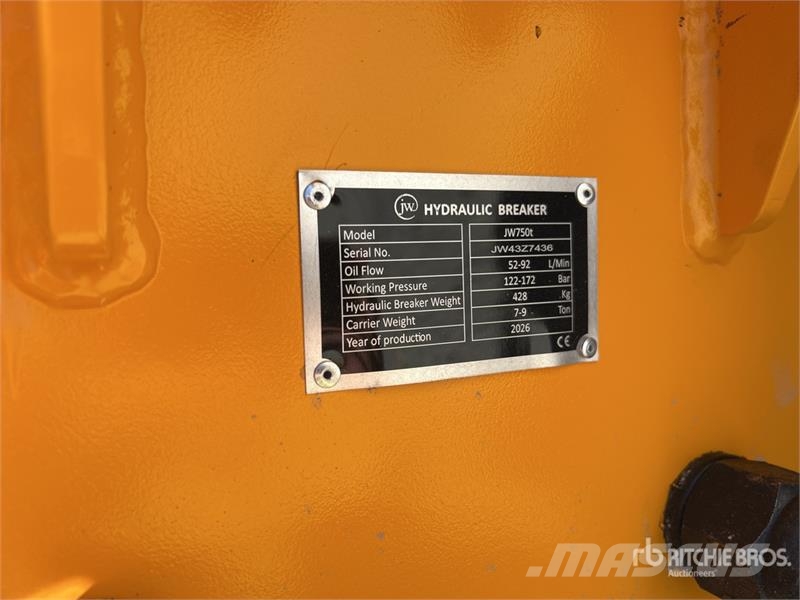 JW 750t Q/C Hydraulic Breaker - Fits 7 - 9 Ton (Un Hammers / Breakers