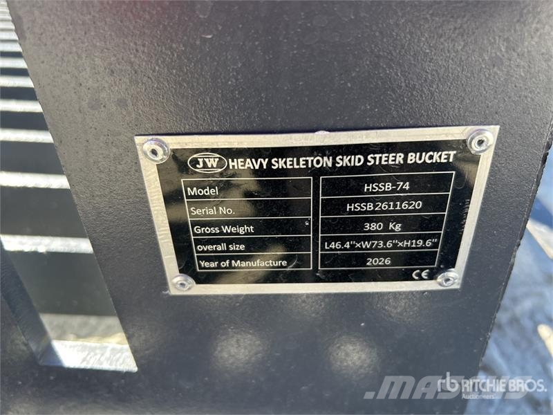 JW HSSB-74 1870 mm Skeleton Skid Steer Bucket (Unu Buckets