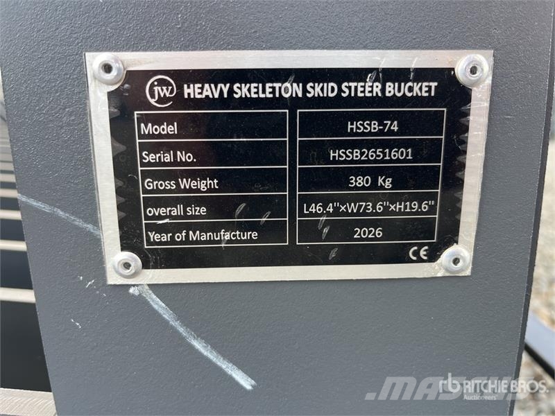  JW HSSB-74 1880 mm Skeleton Skid Steer Bucket (Unu Buckets