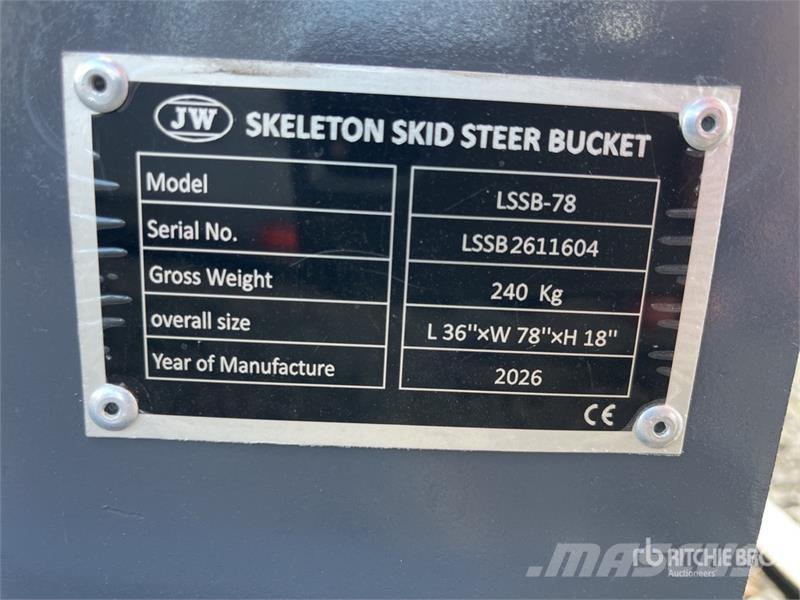  JW LSSB-78 1970 mm Skeleton Skid Steer Bucket (Unu Buckets