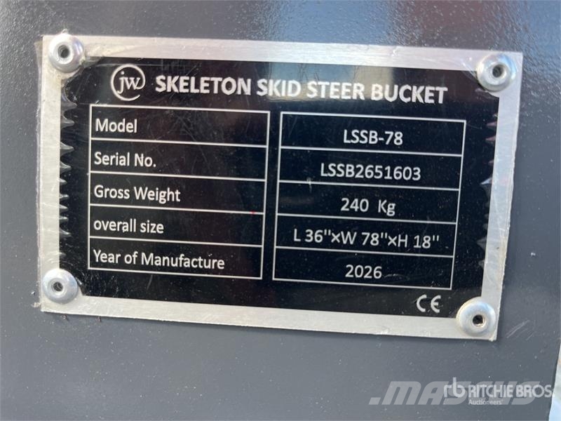  JW LSSB-78 1970 mm Skeleton Skid Steer Bucket (Unu Buckets