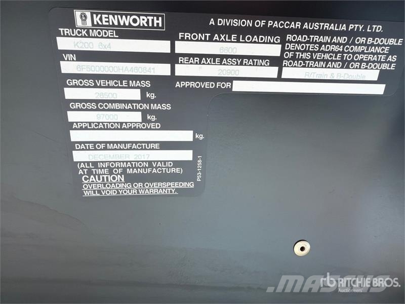 Kenworth K200 6x4 T/A Dump Truck Tipper trucks