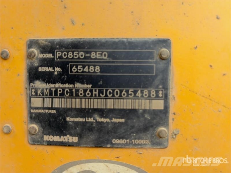 Komatsu PC850-8EO Tracked Excavator Roomikekskavaatorid
