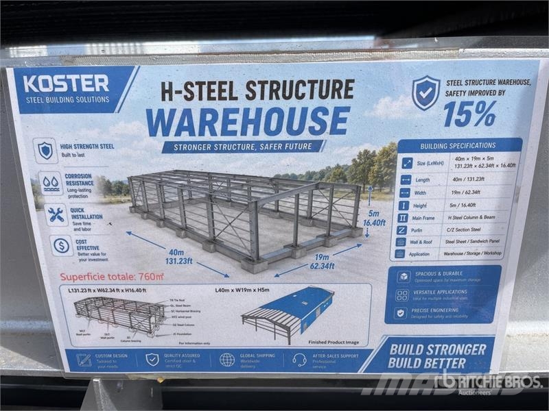 Koster L40mxW19mxH5m Framed Storage Building (Unus Other trailers