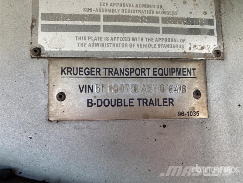 Krueger 6.4 m Tri/A B-Double Lead Curtain Side Tra Ponyvás pótkocsik