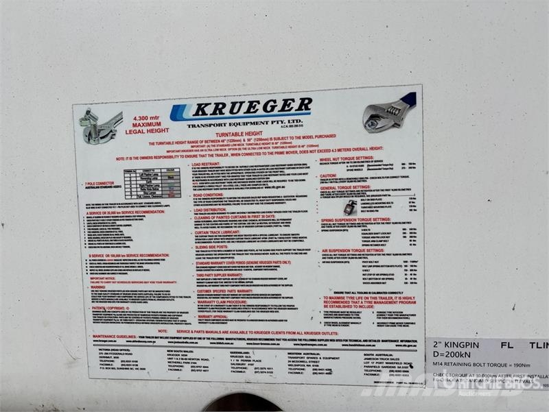 Krueger 6.4 m Tri/A B-Double Lead Curtain Side Tra Ponyvás pótkocsik