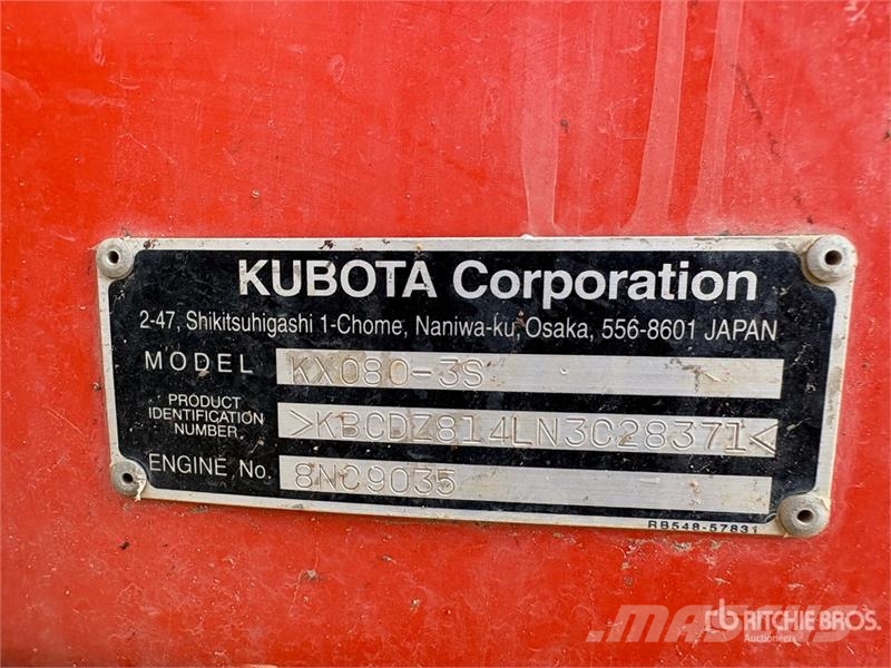 Kubota KX080-3S Tracked Excavator Bagri goseničarji
