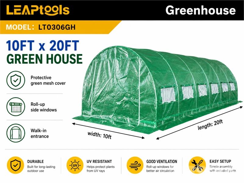 LEAPtools LT0306GH 10 ft x 20 ft x 6.5 ft Greenhou Other components