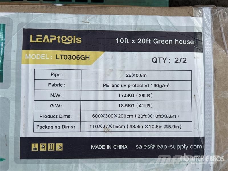 LEAPtools LT0306GH x 6.5 ft Greenhouse (Unused) Drugi deli
