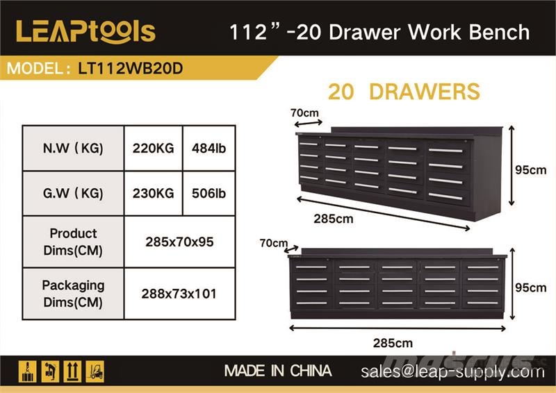 LEAPtools LT112WB20D 2850 mm 20-Drawer Workbench ( Other components