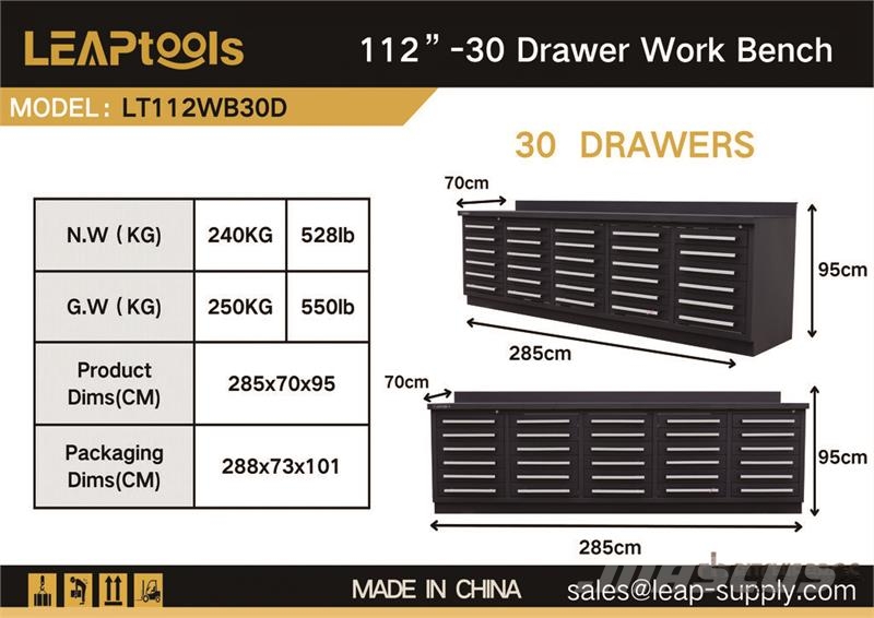 LEAPtools LT112WB30D 2850 mm 30-Drawer Workbench ( Ďalšie komponenty