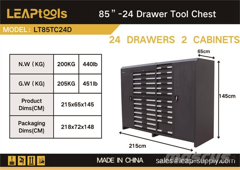  LEAPtools LT85TC24D 2150 mm 24-Drawer Tool Cabinet Строителство - Други