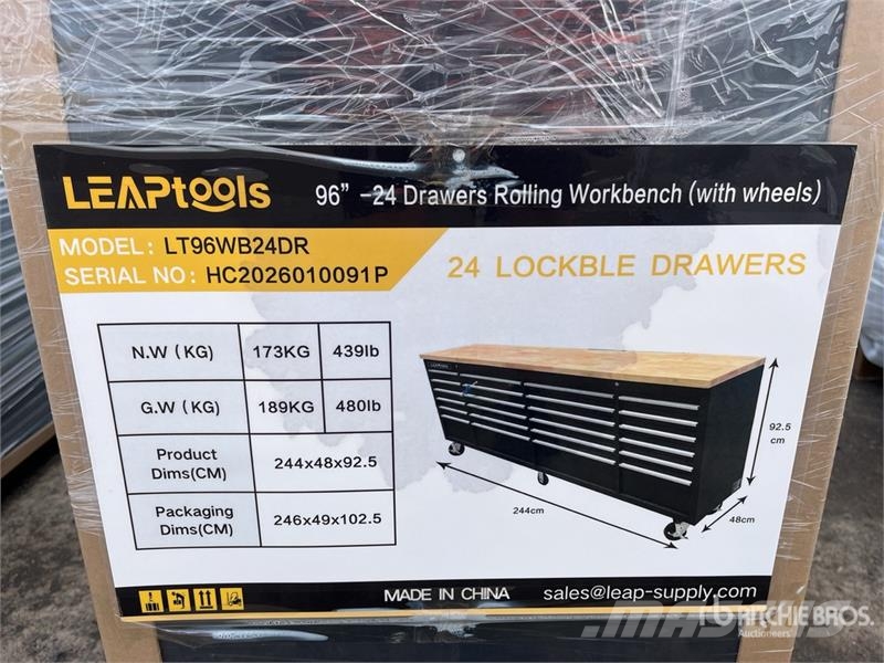  LEAPtools LT96WB24DR 96"-24 Drawers Rolling Workbe مكونات أخرى
