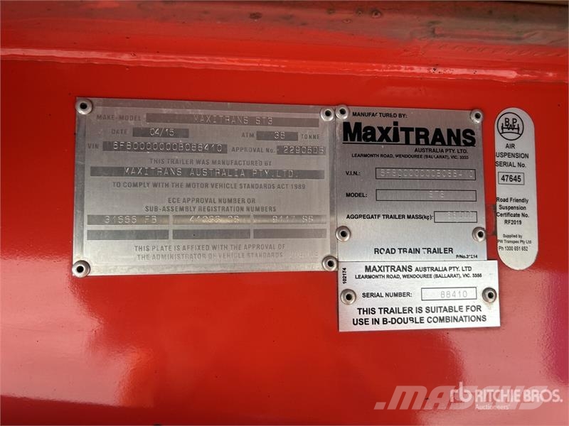 MaxiTrans 7.2 m Tri/A B-Double Lead Curtain Side Trailer Тентовані причепи