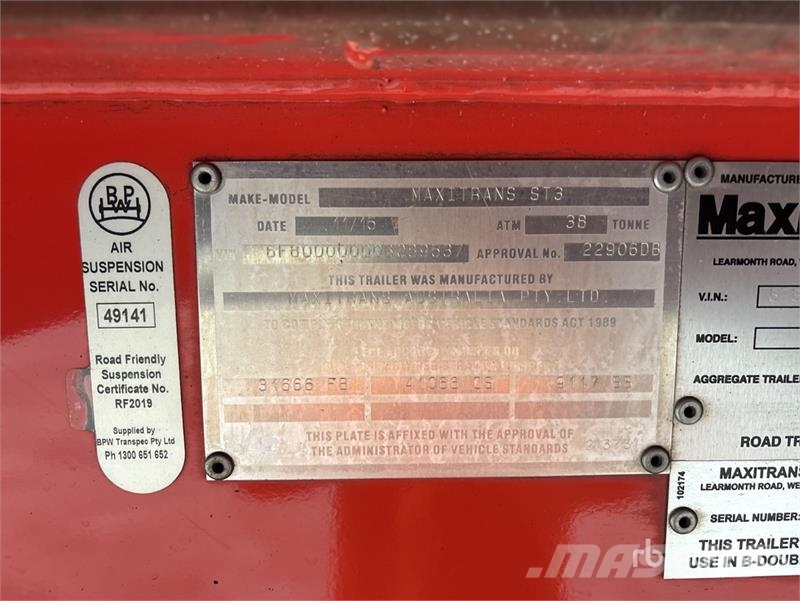 MaxiTrans 7.4 m Tri/A B-Double Lead Curtain Side Trailer Тентовані причепи