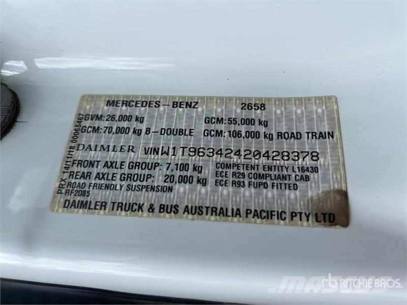 Mercedes-Benz Actros 2658 6x4 T/A Dump Truck Damperli kamyonlar