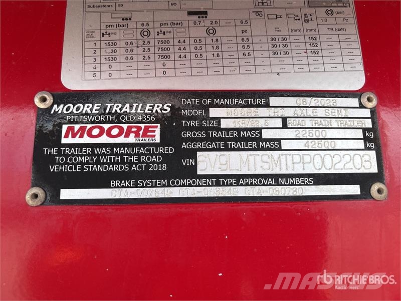 Moore 6.4 m Tri/A B-Double Lead End Dump Trailer Reboques basculantes