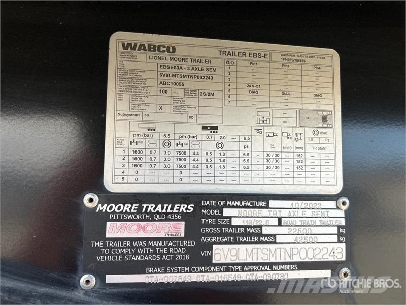 Moore 6.9 m Tri/A B-Double Lead End Dump Trailer 自卸拖车